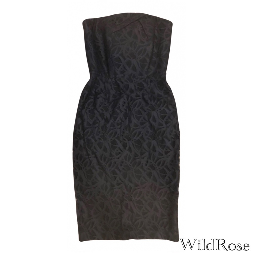 ROLAND MOURET Electra Black Lace Corset Bustier Staples Boning Pencil Dress SZ 8 - Picture 3 of 16
